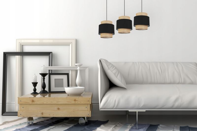 Lampa sufitowa wisząca Light Home LH Boho 3x E27 60W abażur juta czarny 1szt.