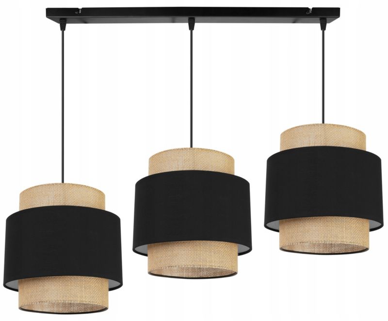 Lampa sufitowa wisząca Light Home LH Boho 3x E27 60W abażur juta czarny 1szt.