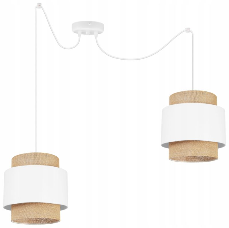 Lampa sufitowa wisząca Light Home LH Boho Juta 2x E27 60W biały 1szt.