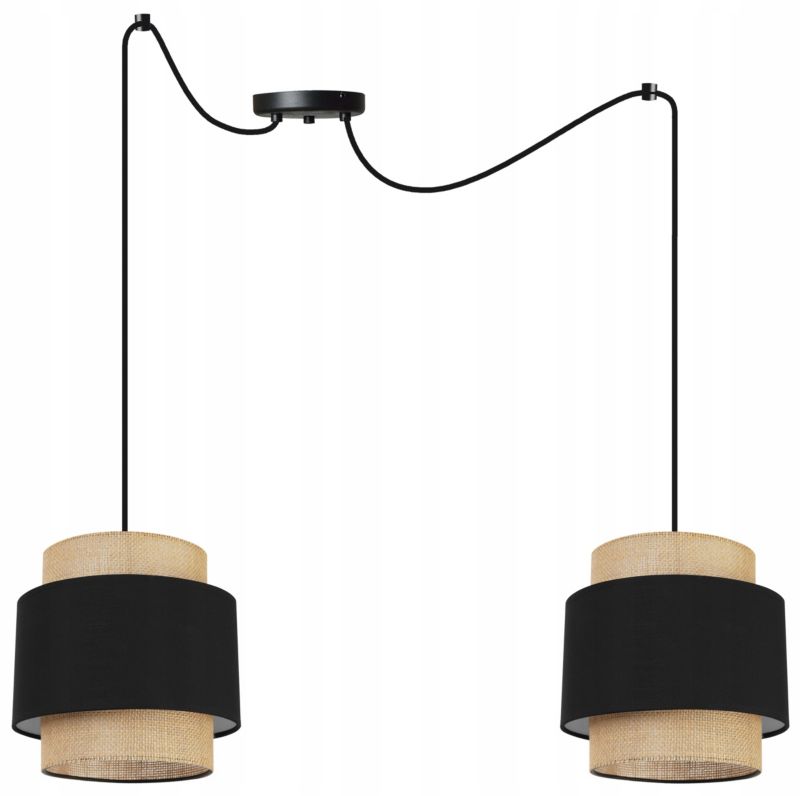Lampa sufitowa wisząca Light Home LH Boho Juta 2x E27 60W czarny 1szt.