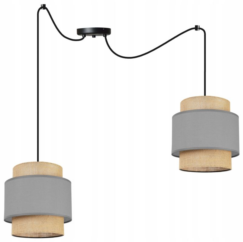 Lampa sufitowa wisząca Light Home LH Boho Juta 2x E27 60W szary 1szt.