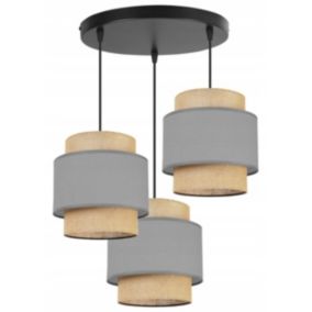 Lampa sufitowa wisząca Light Home LH Boho Juta 3x E27 60W okrągły szary 1szt.