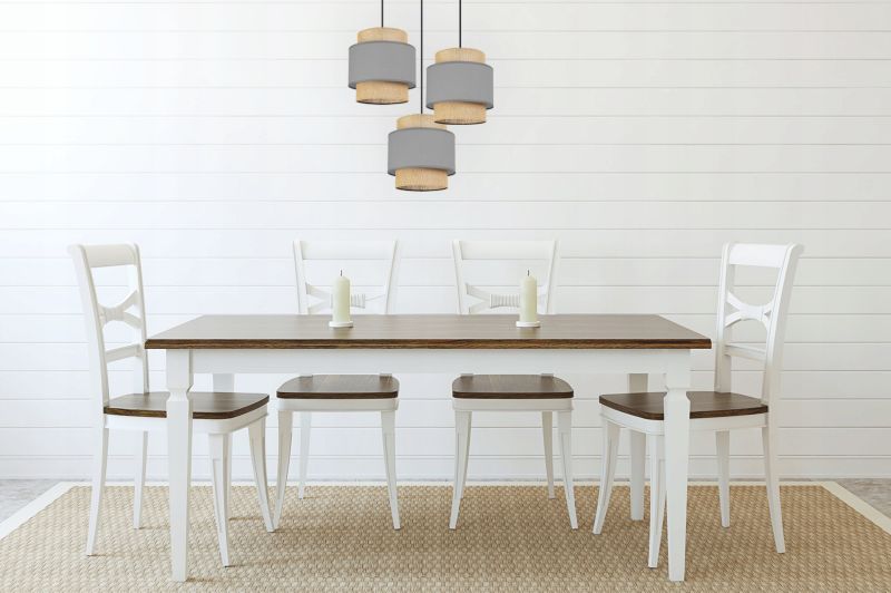 Lampa sufitowa wisząca Light Home LH Boho Juta 3x E27 60W okrągły szary 1szt.