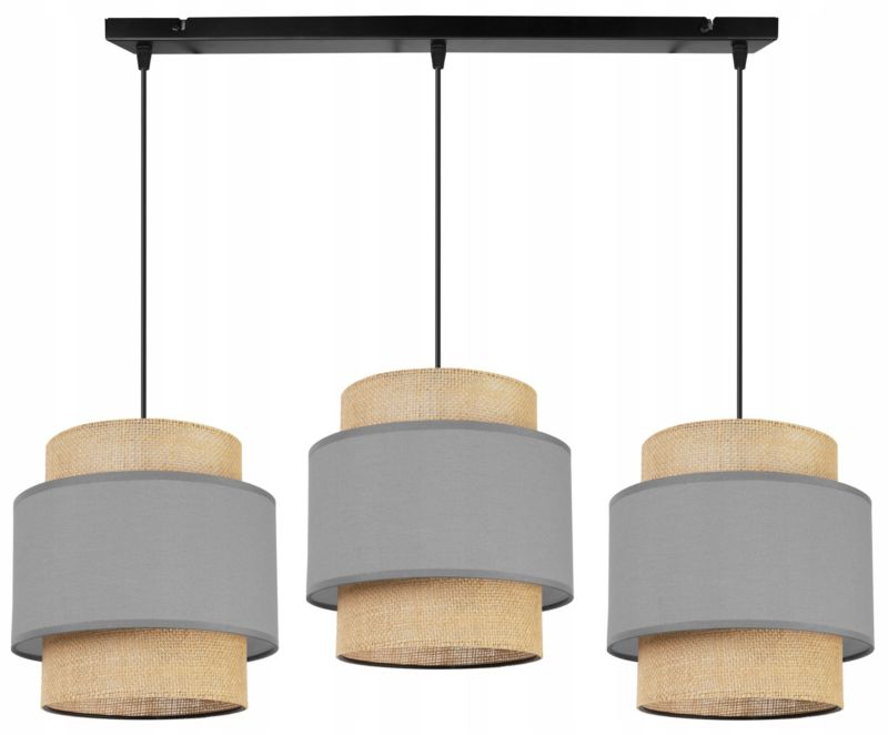 Lampa sufitowa wisząca Light Home LH Boho Juta 3x E27 60W szary 1szt.