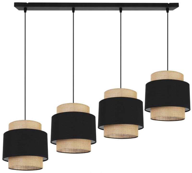 Lampa sufitowa wisząca Light Home LH Boho Juta 4x E27 60W czarny 1szt.