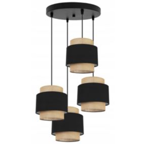 Lampa sufitowa wisząca Light Home LH Boho Juta 4x E27 60W okrągły czarny 1szt.