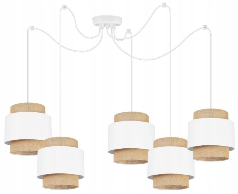 Lampa sufitowa wisząca Light Home LH Boho Juta 5x E27 60W biały 1szt.