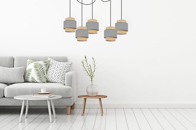 Lampa sufitowa wisząca Light Home LH Boho Juta 5x E27 60W szary 1szt.
