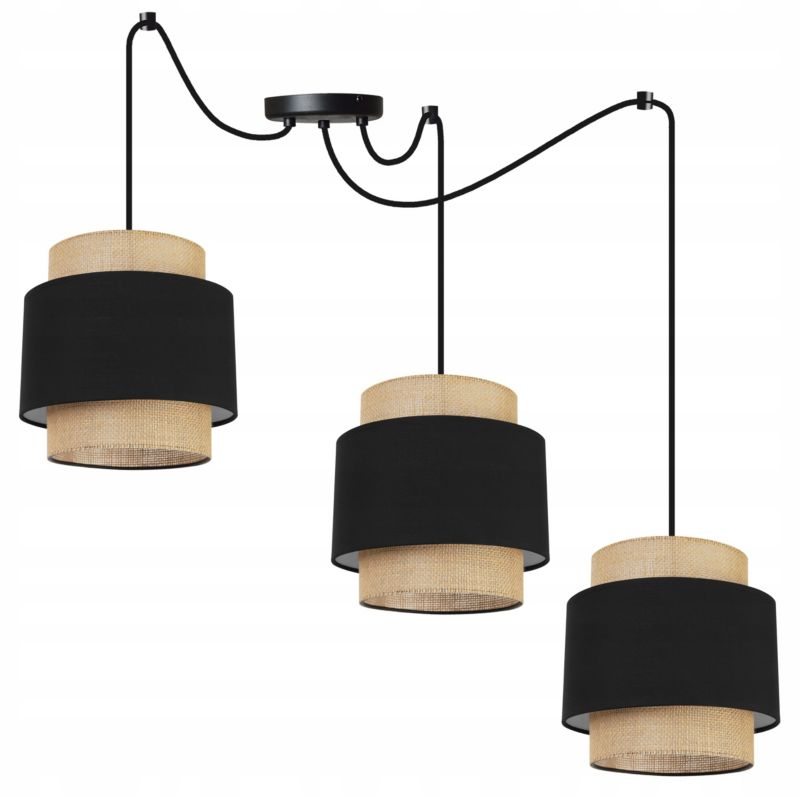 Lampa sufitowa wisząca Light Home LH Boho Juta Pająk 3x E27 60W czarny 1szt.