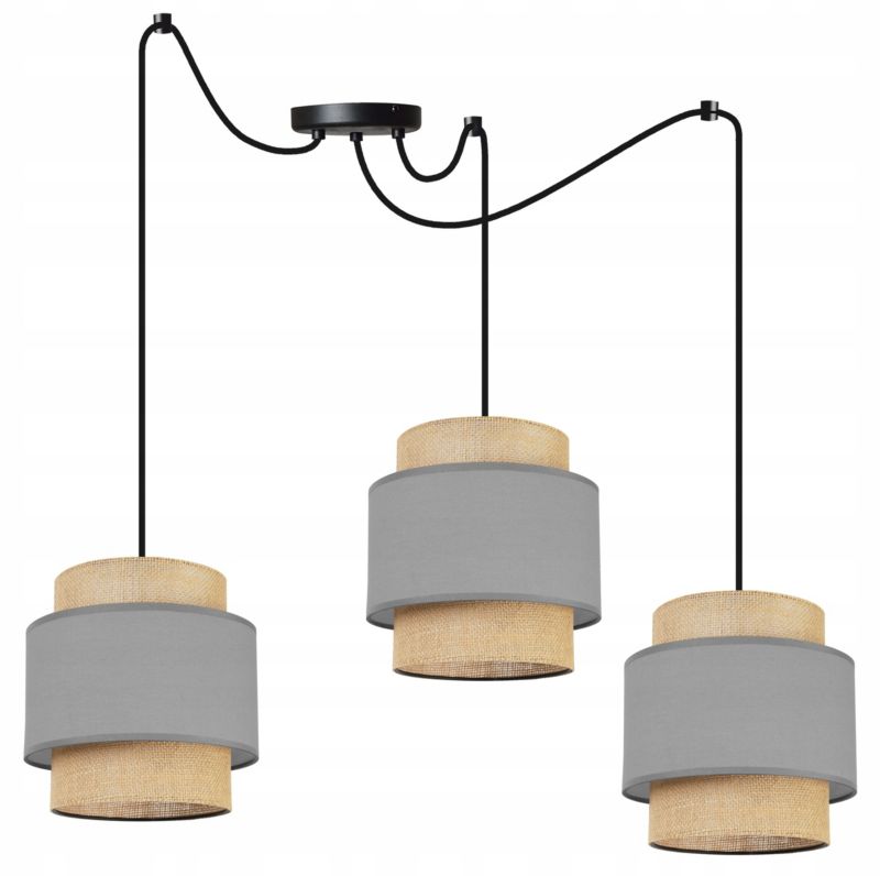 Lampa sufitowa wisząca Light Home LH Boho Juta Pająk 3x E27 60W szary 1szt.