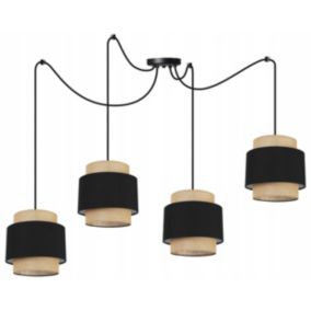 Lampa sufitowa wisząca Light Home LH Boho Juta Pająk 4x E27 60W czarny 1szt.