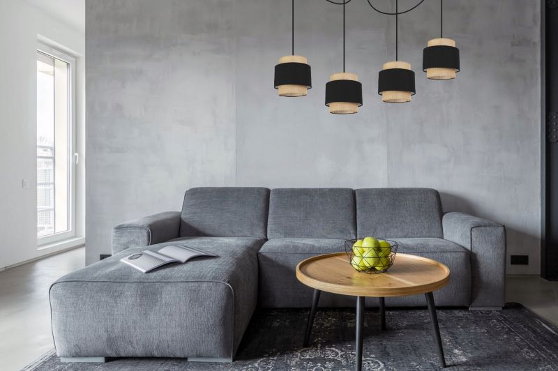 Lampa sufitowa wisząca Light Home LH Boho Juta Pająk 4x E27 60W czarny 1szt.