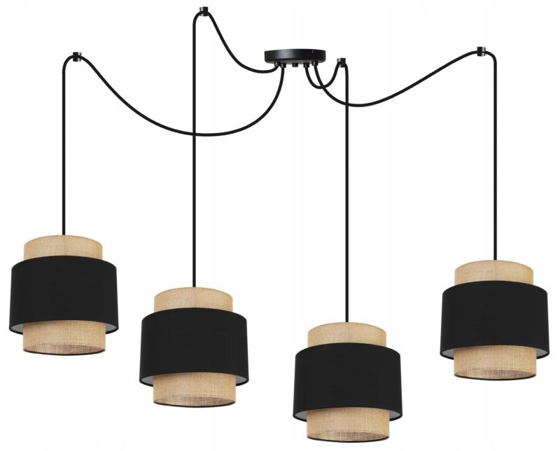 Lampa sufitowa wisząca Light Home LH Boho Juta Pająk 4x E27 60W czarny 1szt.