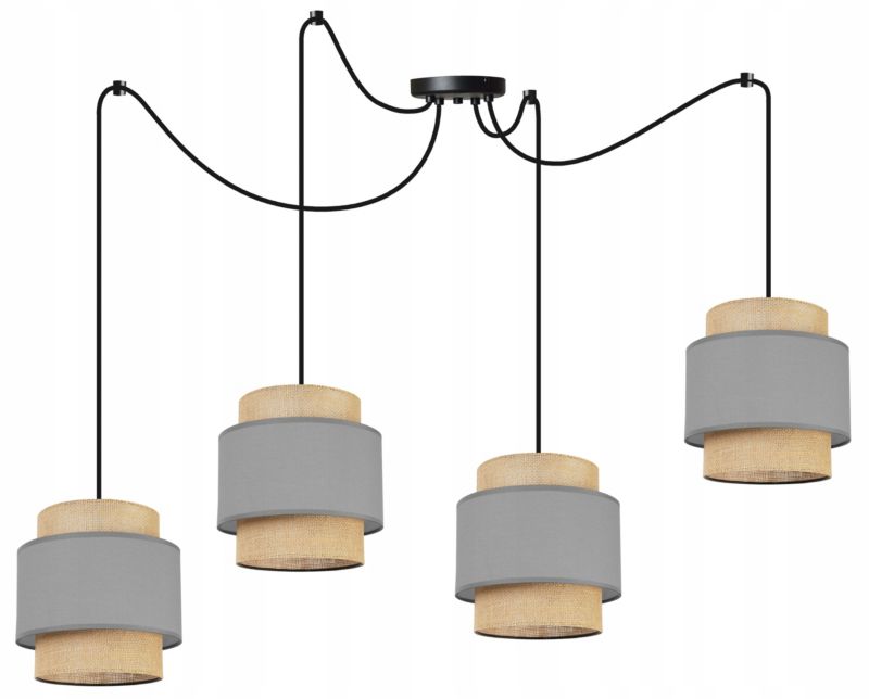 Lampa sufitowa wisząca Light Home LH Boho Juta Pająk 4x E27 60W szary 1szt.