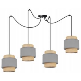 Lampa sufitowa wisząca Light Home LH Boho Juta Pająk 4x E27 60W szary 1szt.