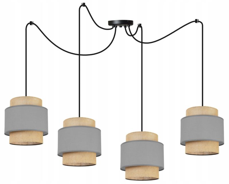 Lampa sufitowa wisząca Light Home LH Boho Juta Pająk 4x E27 60W szary 1szt.