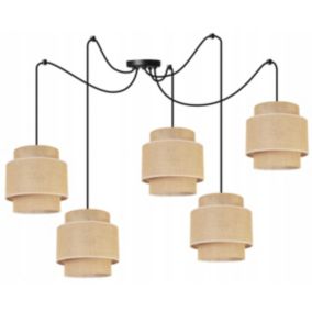 Lampa sufitowa wisząca Light Home LH Boho Juta Pająk 5x E27 60W naturalny/czarny 1szt.