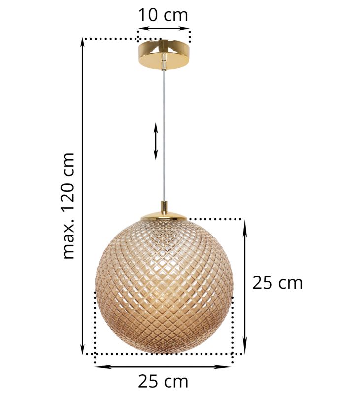 Lampa sufitowa wisząca Light Home LH Cannes 1x E27 60W klosz 25cm miodowy 1szt.