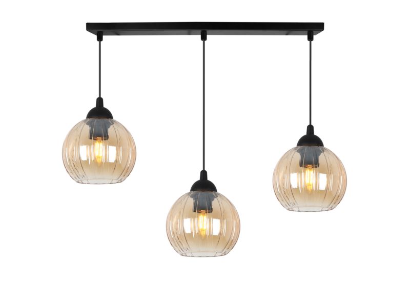 Lampa sufitowa wisząca Light Home LH Costa 3x E27 60W czarny/miodowy 1szt.