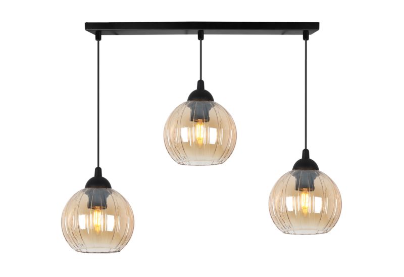 Lampa sufitowa wisząca Light Home LH Costa 3x E27 60W czarny/miodowy 1szt.
