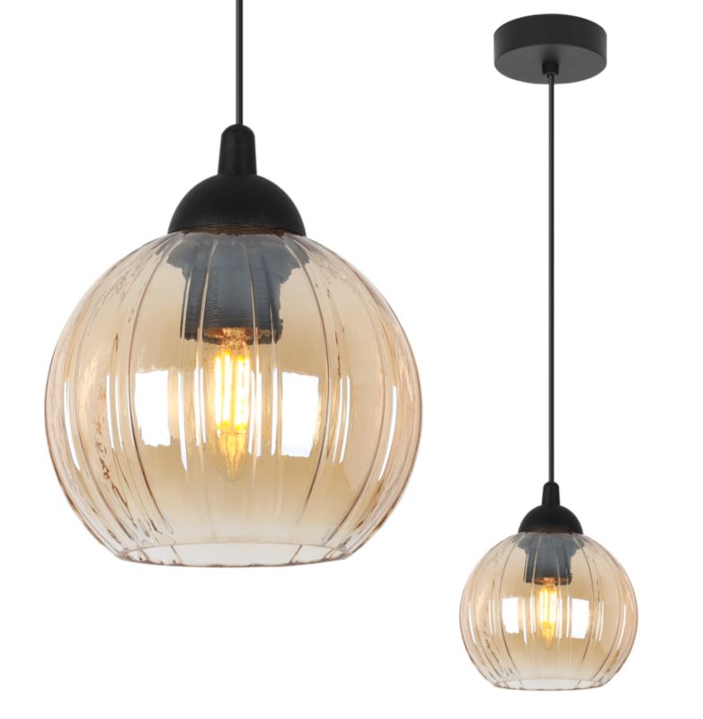 Lampa sufitowa wisząca Light Home LH Costa okrągła 1x E27 60W czarny/miodowy 1szt