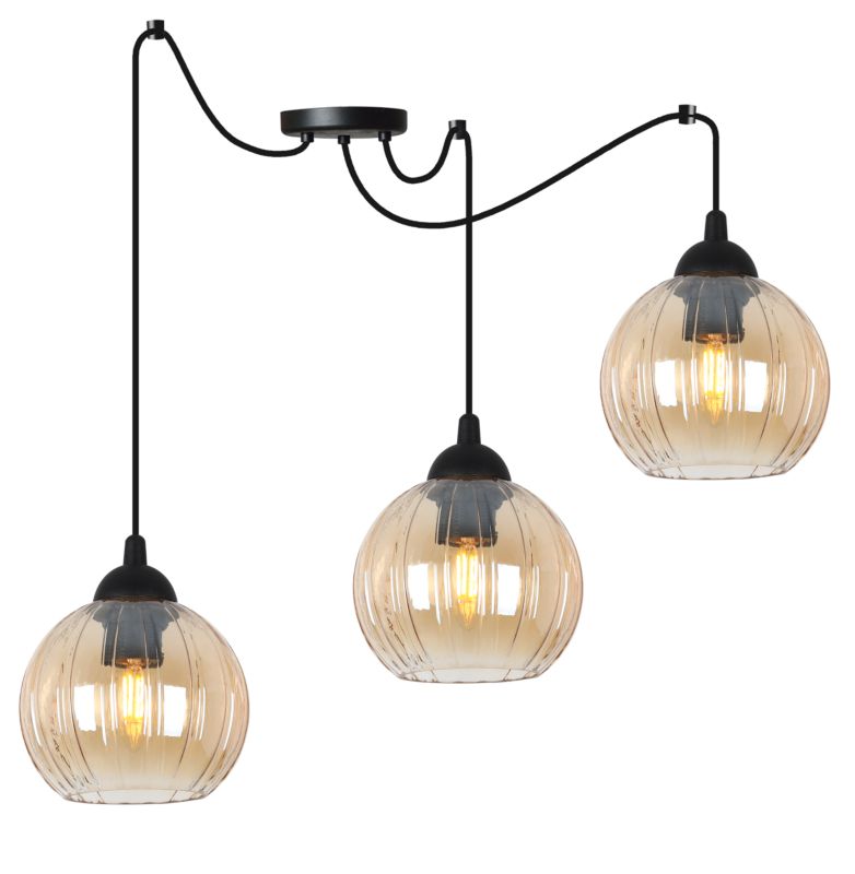 Lampa sufitowa wisząca Light Home LH Costa Pająk 3x E27 60W czarny/miodowy 1szt.