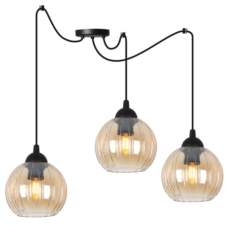 Lampa sufitowa wisząca Light Home LH Costa Pająk 3x E27 60W czarny/miodowy 1szt.