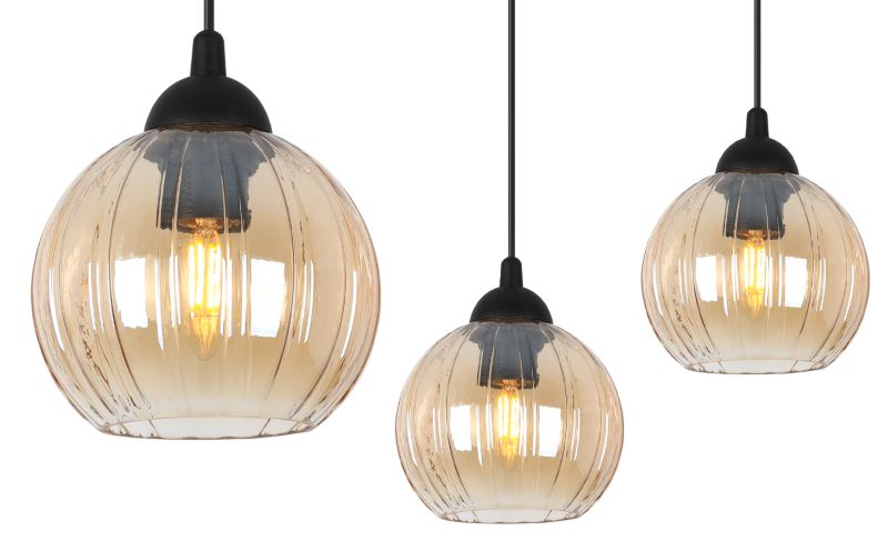 Lampa sufitowa wisząca Light Home LH Costa Pająk 3x E27 60W czarny/miodowy 1szt.