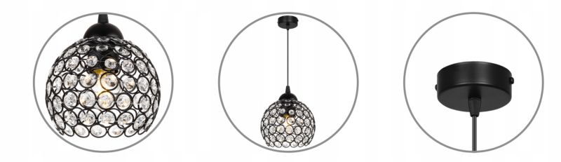Lampa sufitowa wisząca Light Home LH Crystal 1x E27 60W czarny 1szt.