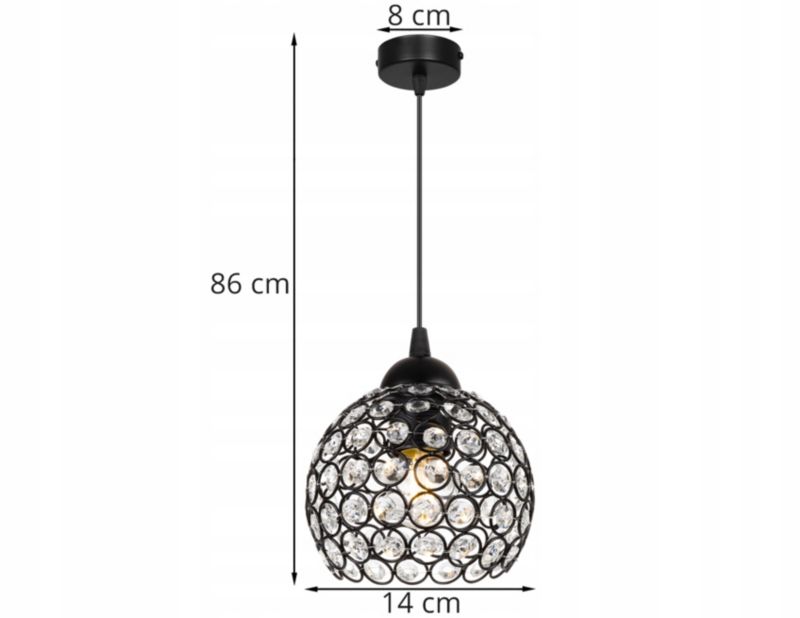Lampa sufitowa wisząca Light Home LH Crystal 1x E27 60W czarny 1szt.
