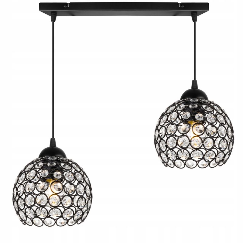 Lampa sufitowa wisząca Light Home LH Crystal 2x E27 60W czarny 1szt.