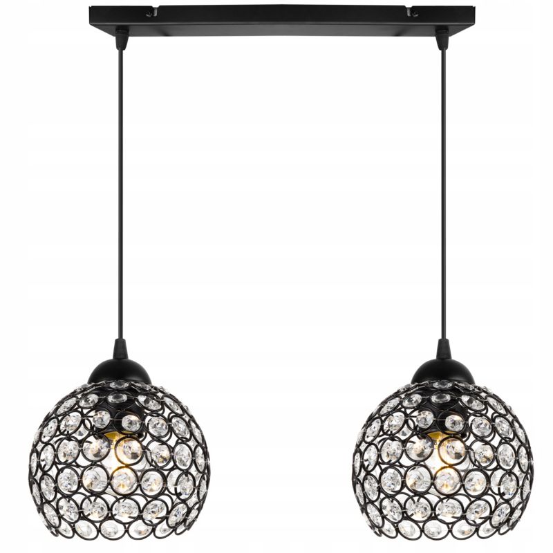 Lampa sufitowa wisząca Light Home LH Crystal 2x E27 60W czarny 1szt.