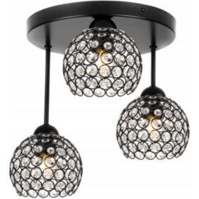 Lampa sufitowa wisząca Light Home LH Crystal 3x E27 60W okrągła czarny 1szt.