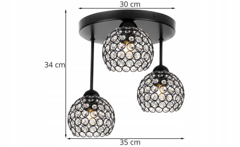 Lampa sufitowa wisząca Light Home LH Crystal 3x E27 60W okrągła czarny 1szt.