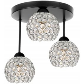 Lampa sufitowa wisząca Light Home LH Crystal 3x E27 60W okrągła czarny/srebrny 1szt.