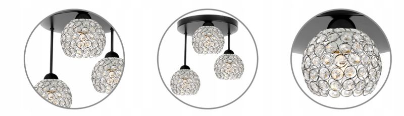 Lampa sufitowa wisząca Light Home LH Crystal 3x E27 60W okrągła czarny/srebrny 1szt.