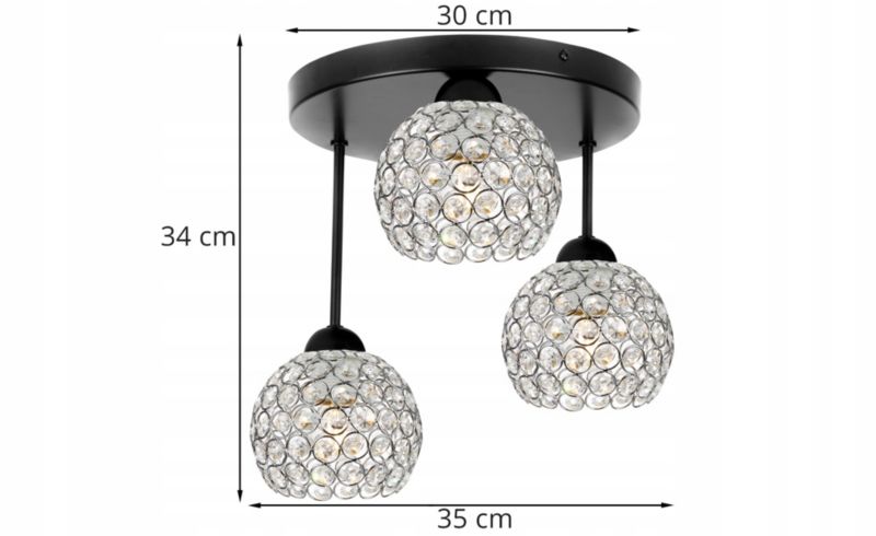 Lampa sufitowa wisząca Light Home LH Crystal 3x E27 60W okrągła czarny/srebrny 1szt.