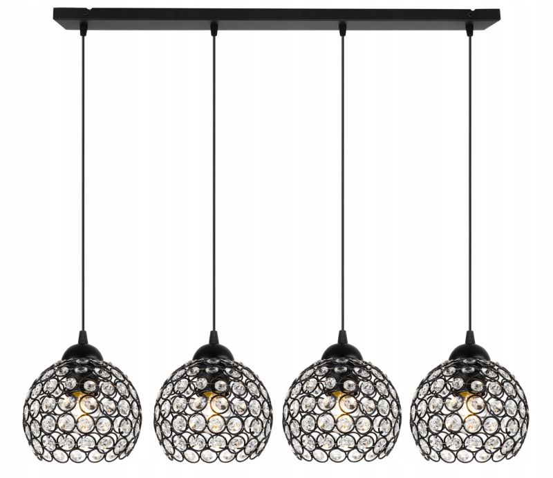 Lampa sufitowa wisząca Light Home LH Crystal 4x E27 60W czarny 1szt.
