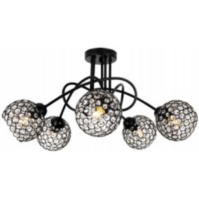 Lampa sufitowa wisząca Light Home LH Crystal 5x E27 60W czarny 1szt.
