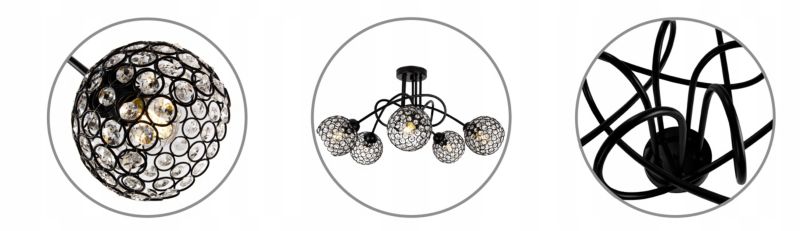 Lampa sufitowa wisząca Light Home LH Crystal 5x E27 60W czarny 1szt.