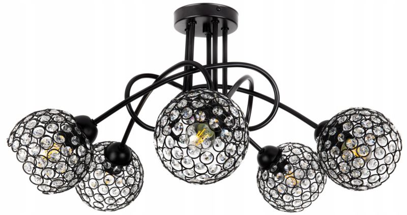 Lampa sufitowa wisząca Light Home LH Crystal 5x E27 60W czarny 1szt.