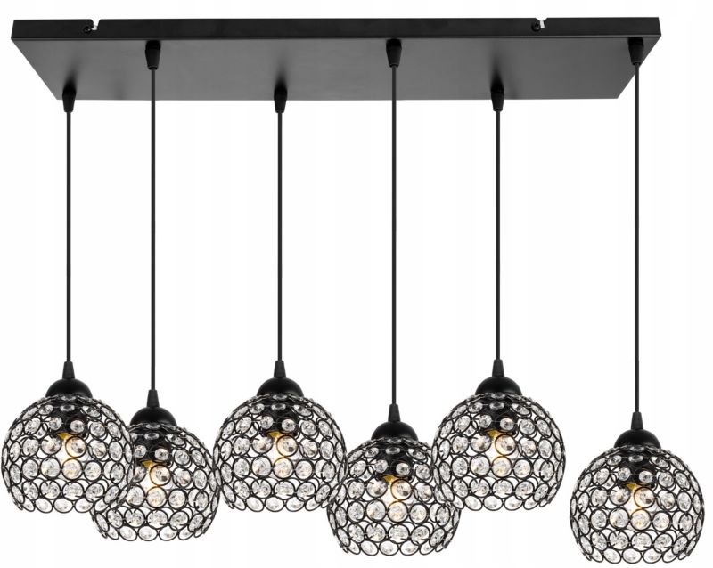 Lampa sufitowa wisząca Light Home LH Crystal 6x E27 60W czarny 1szt.