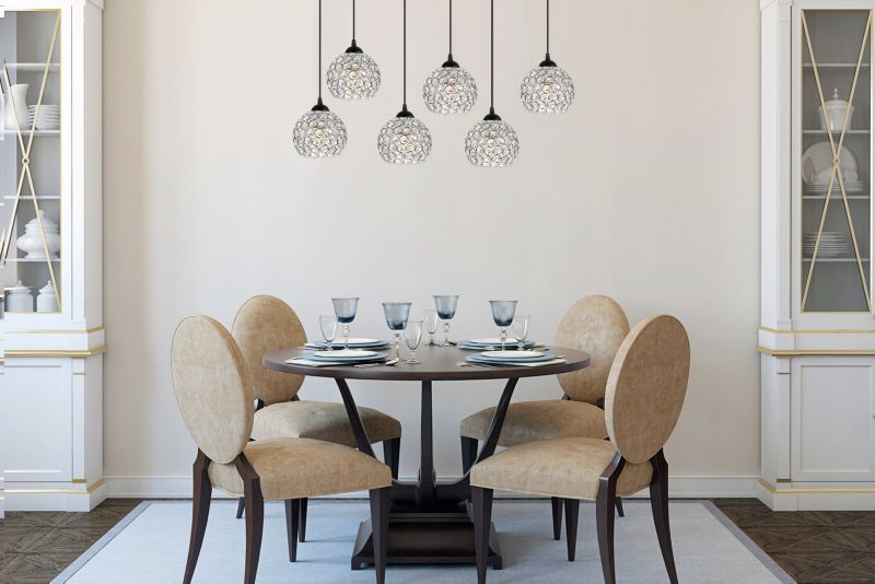Lampa sufitowa wisząca Light Home LH Crystal 6x E27 60W czarny/srebrny 1szt.