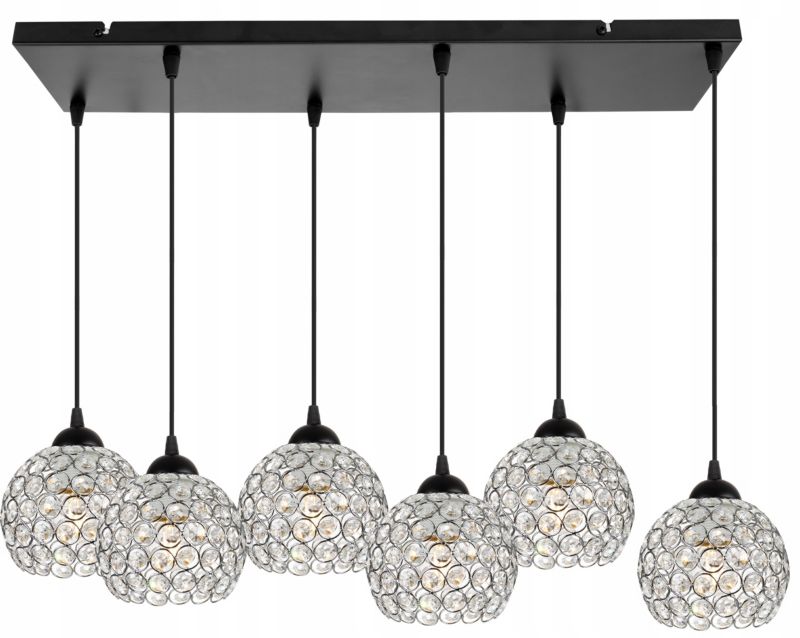 Lampa sufitowa wisząca Light Home LH Crystal 6x E27 60W czarny/srebrny 1szt.