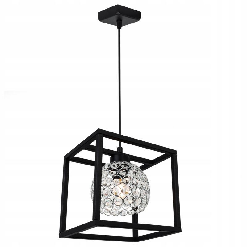Lampa sufitowa wisząca Light Home LH Crystal Cage 1x E27 60W kryształki czarny/srebrny 1szt.