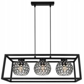 Lampa sufitowa wisząca Light Home LH Crystal Cage 3x E27 60W kryształki czarny 1szt.