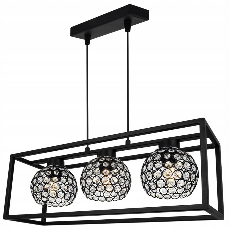 Lampa sufitowa wisząca Light Home LH Crystal Cage 3x E27 60W kryształki czarny 1szt.