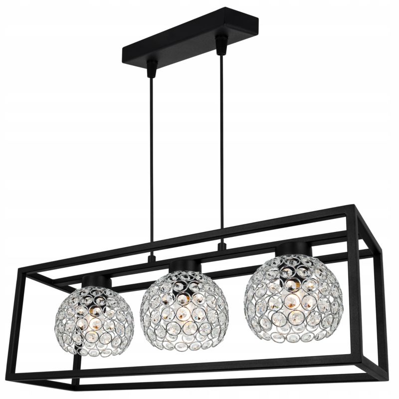 Lampa sufitowa wisząca Light Home LH Crystal Cage 3x E27 60W kryształki czarny/srebrny 1szt.