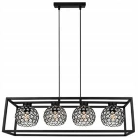 Lampa sufitowa wisząca Light Home LH Crystal Cage 4x E27 60W kryształki czarny 1szt.