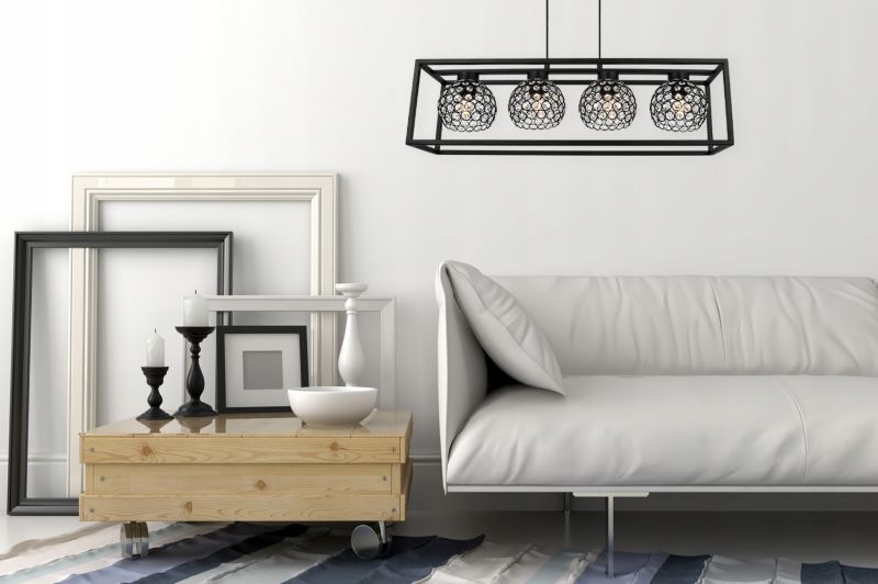 Lampa sufitowa wisząca Light Home LH Crystal Cage 4x E27 60W kryształki czarny 1szt.